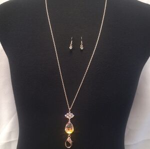 Rose Gold Lanyard With Dangle Hook Earrings Paparazzi Divine Dazzle